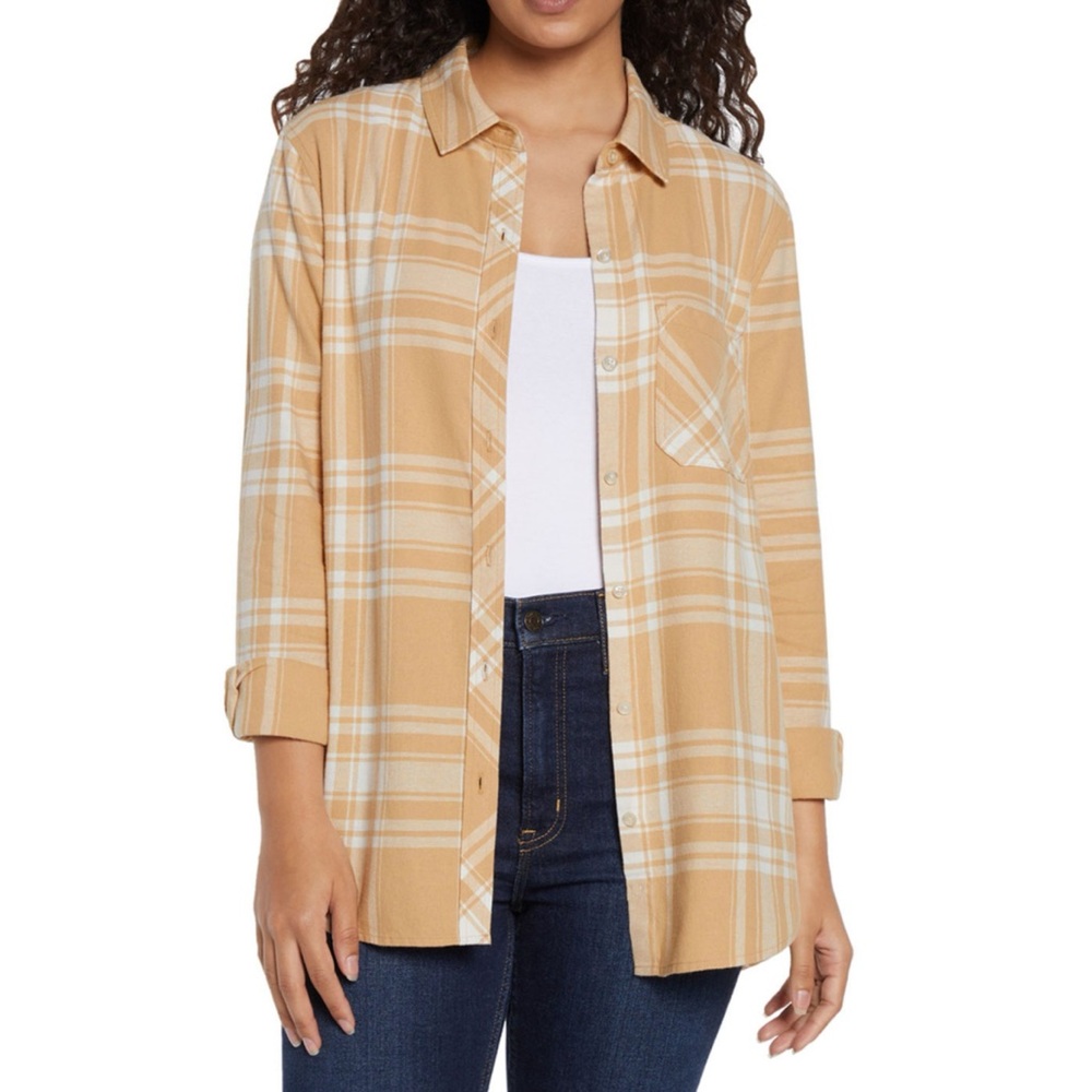 Gap Check Beige 100% Cotton Button Down